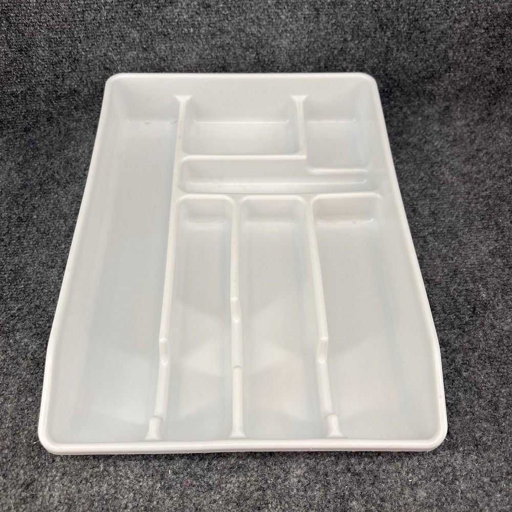 Vtg White Rubbermaid 0521 Utensil Tray 7 Slots Organizer Silverware 11.5 x 16